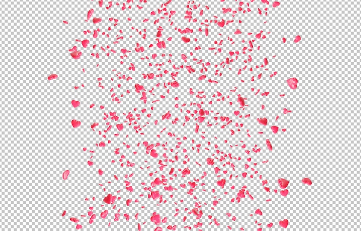 PSD cortar confeti de corazones rojos cayendo