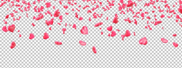 Cortar corazones rojos que caen