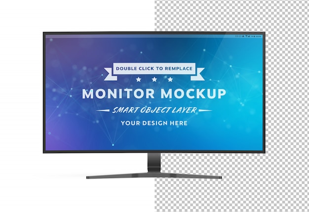 PSD cortar la maqueta de computadora con monitor curvo