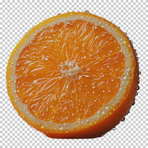 Cortar naranja madura capa alfa mandarina fruta salpicadura de naranja aislada en un fondo transparente