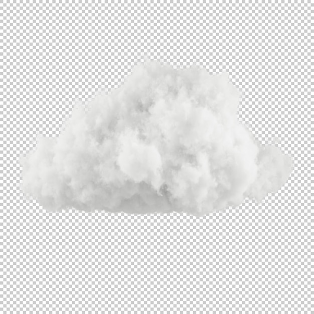 Cortar la nube blanca en la ilustración 3d de fondo transparente