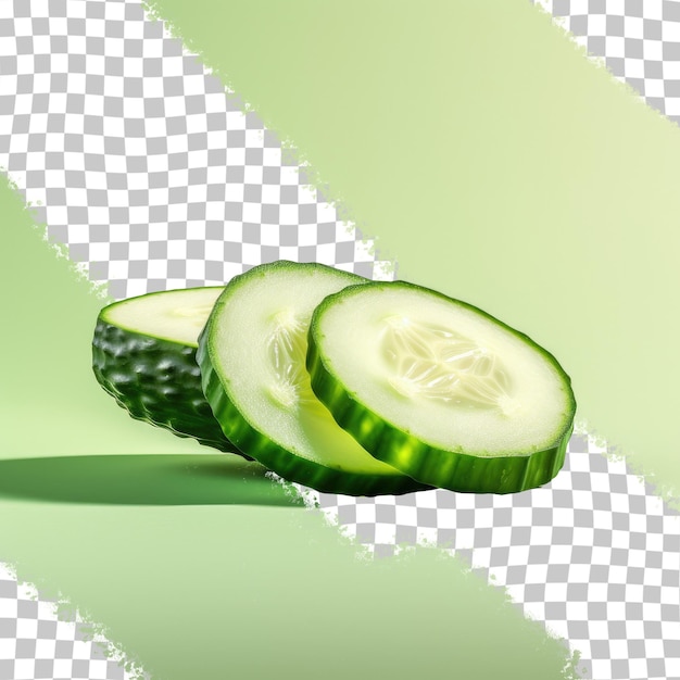 Cortar um pepino sobre um fundo transparente