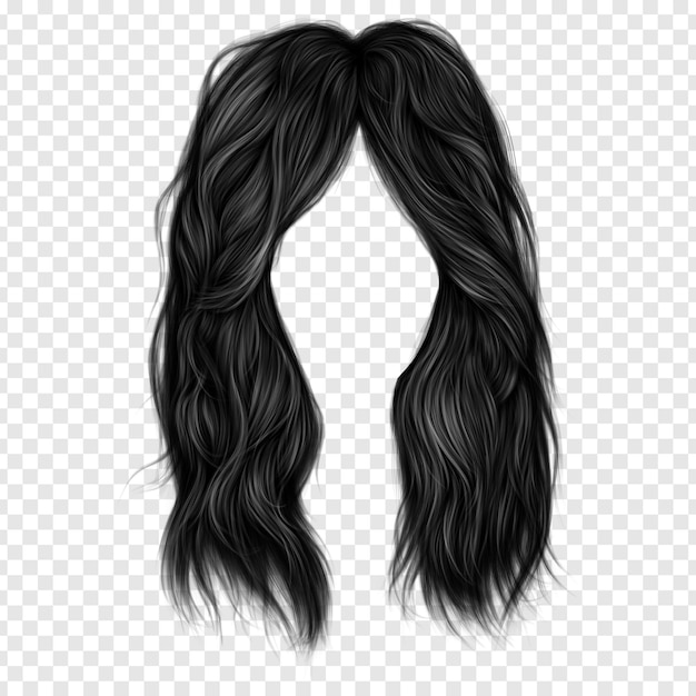 PSD corte de cabello en capas largas png ilustración pintada a mano libre