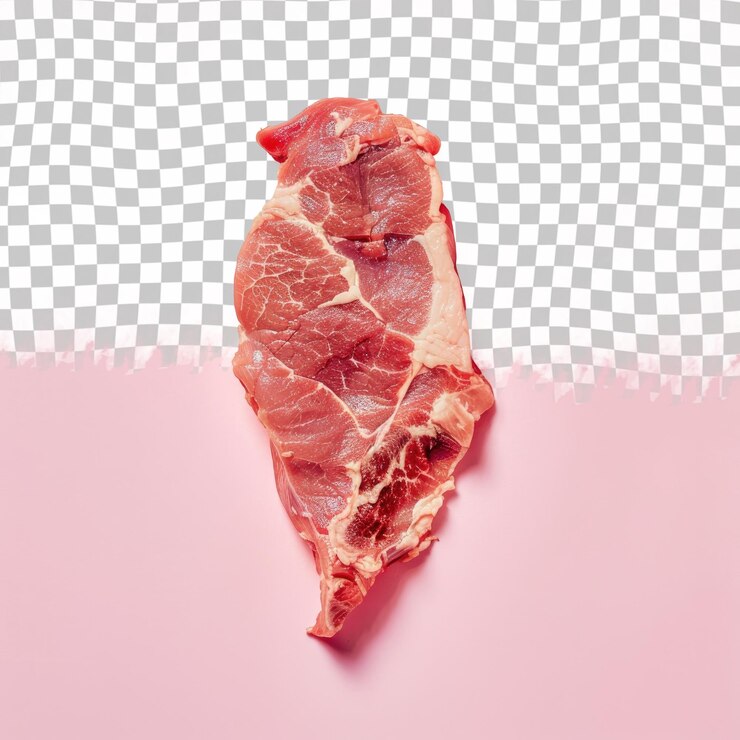 PSD un corte de carne se muestra en un fondo rosa