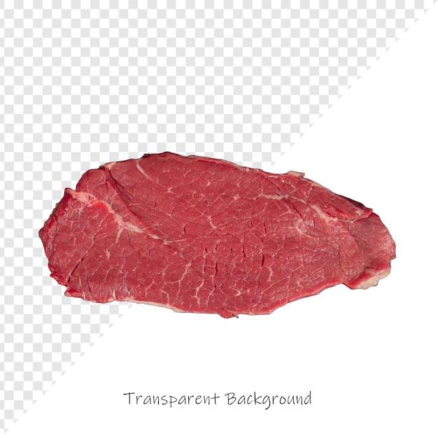 un corte de carne o carne de res se muestra sobre un fondo transparente
