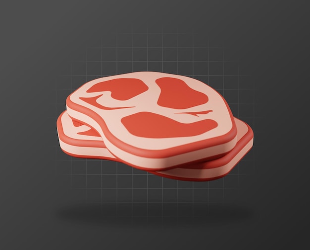 PSD corte de ícone de carne 3d isolado ilustração de renderização 3d