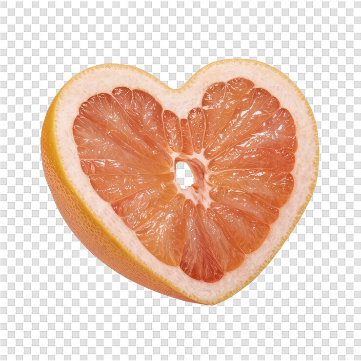 PSD un corte a la mitad de una naranja de sangre con un corte en forma de corazón en el medio