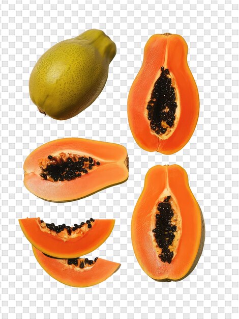 PSD un corte de una papaya con una mancha negra en la parte inferior