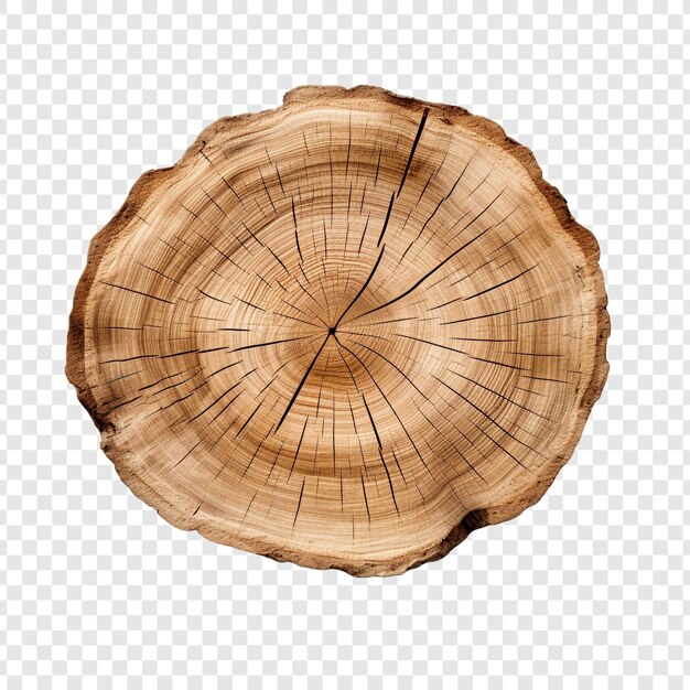 Un corte de un tronco de árbol aislado en un fondo transparente