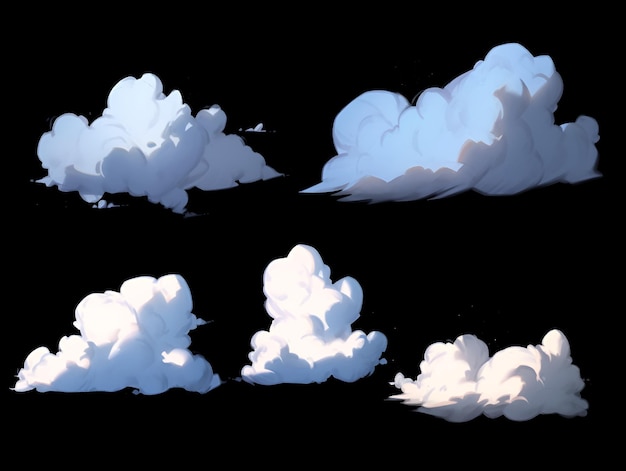 PSD cortes de nuvens estilizadas