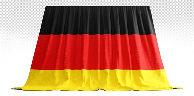 PSD cortina con la bandera alemana en representación 3d del espíritu resiliente de alemania