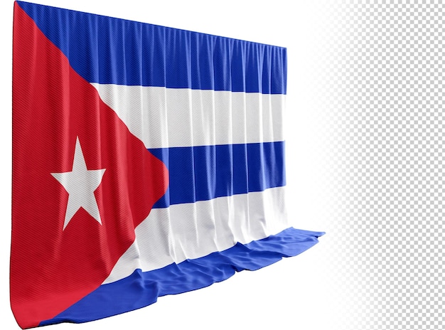 PSD cortina con la bandera cubana en renderizado 3d que refleja el espíritu vibrante de cuba