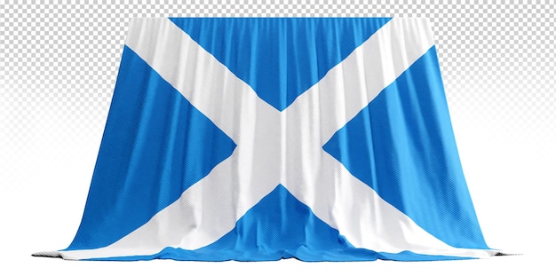 PSD cortina de bandera de escocia en representación 3d llamada bandera de escocia