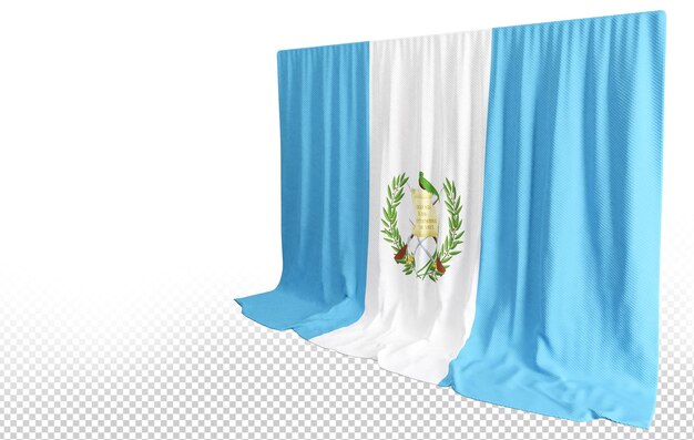 PSD cortina con la bandera de guatemala en renderizado 3d que celebra el rico patrimonio de guatemala