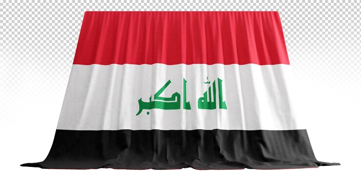 PSD cortina con la bandera de irak en representación 3d que celebra la resiliencia de irak