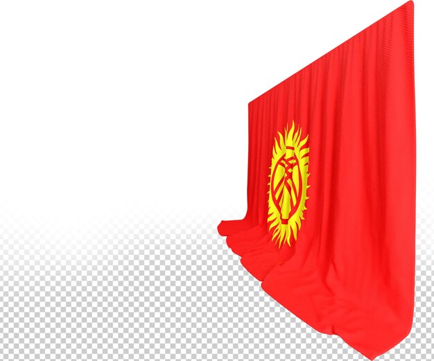 PSD cortina con la bandera de kirguistán en renderizado 3d que celebra el rico patrimonio de kirguistán