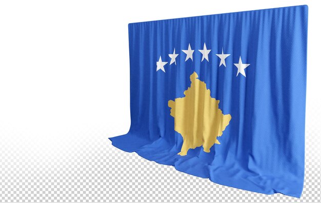 PSD cortina con la bandera kosovar en representación 3d de la diversidad cultural de kosovo