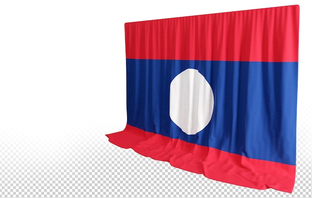 PSD cortina con la bandera de laos en renderizado 3d que refleja la belleza de laos