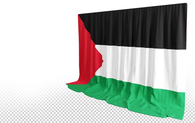 Cortina de la bandera de palestina en representación 3d llamada bandera de palestina