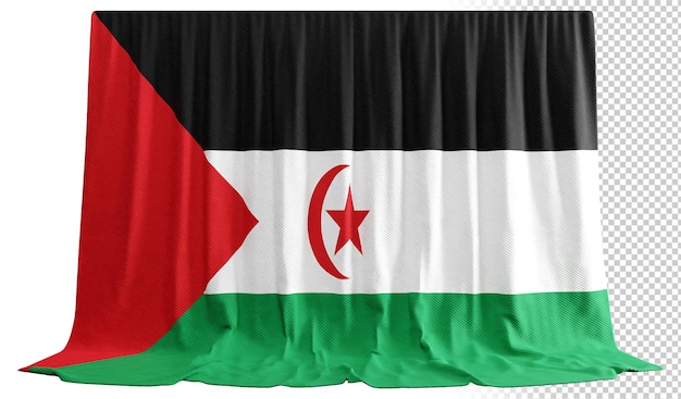Cortina de bandera de la República Árabe Saharaui Democrática en representación 3D llamada Bandera de la República Árabe Saharaui Democrática