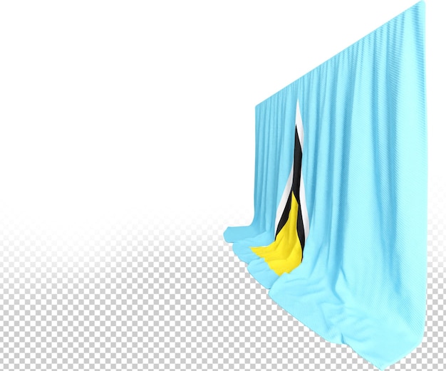 Cortina de la bandera de santa lucía en representación 3d llamada bandera de santa lucía