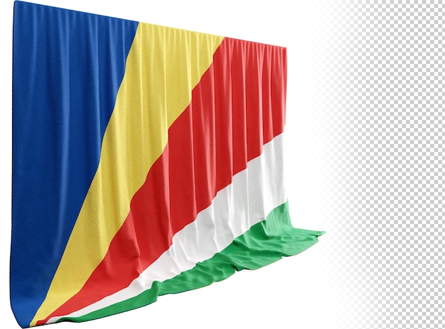 Cortina de bandera de seychelles en representación 3d llamada bandera de seychelles