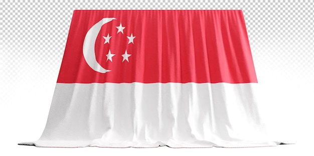 PSD cortina de bandera de singapur en representación 3d llamada bandera de singapur