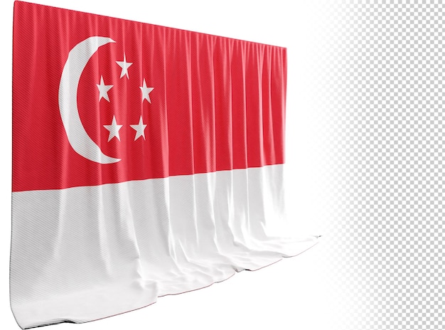 PSD cortina de bandera de singapur en representación 3d llamada bandera de singapur