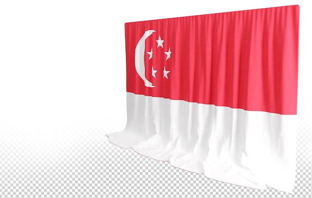 Cortina de bandera de singapur en representación 3d llamada bandera de singapur