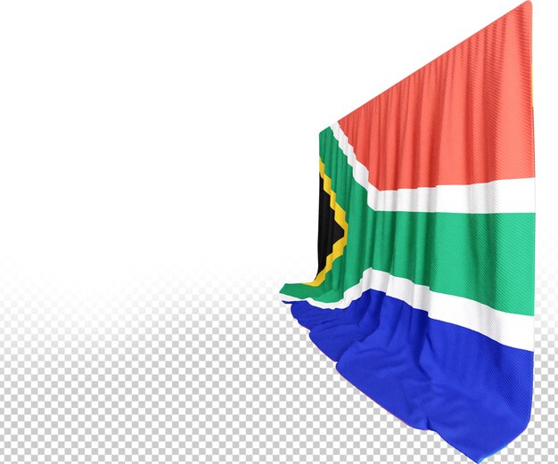 PSD cortina de bandera de sudáfrica en representación 3d llamada bandera de sudáfrica