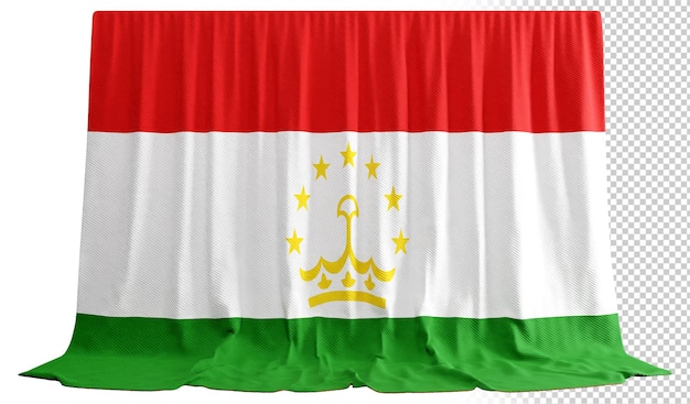 PSD cortina de bandera de tayikistán en representación 3d llamada bandera de tayikistán