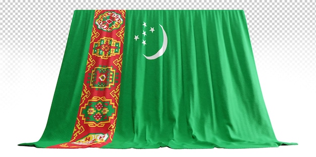 PSD cortina de bandera de turkmenistán en representación 3d llamada bandera de turkmenistán