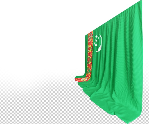 Cortina de bandera de turkmenistán en representación 3d llamada bandera de turkmenistán