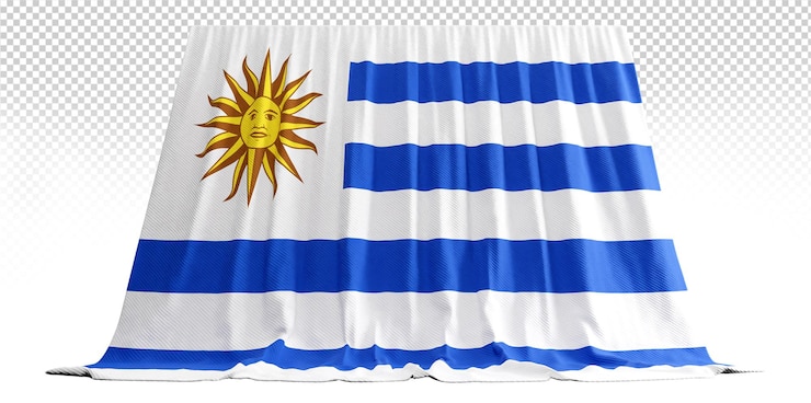 PSD cortina de bandera de uruguay en representación 3d llamada bandera de uruguay