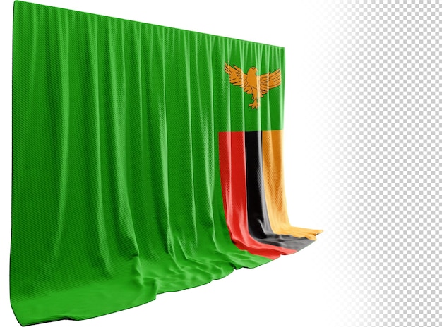 Cortina de bandera de zambia en representación 3d llamada bandera de zambia