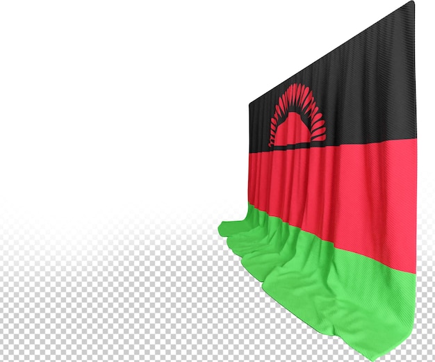 PSD cortina da bandeira de chichewa em renderização 3d abraçando a beleza natural do malawi