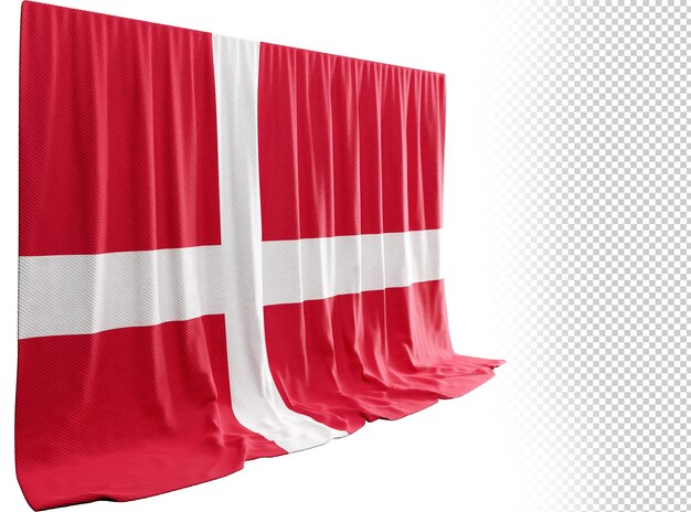 Cortina da bandeira dinamarquesa em renderização 3D da rica história da Dinamarca