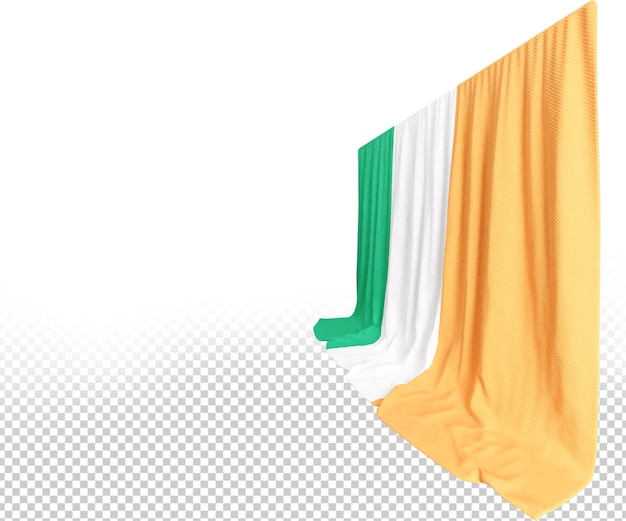 PSD cortina da bandeira irlandesa em renderização 3d da beleza natural da irlanda