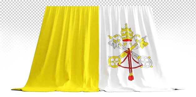 PSD cortina de bandeira da cidade do vaticano em renderização 3d chamada bandeira da cidade do vaticano