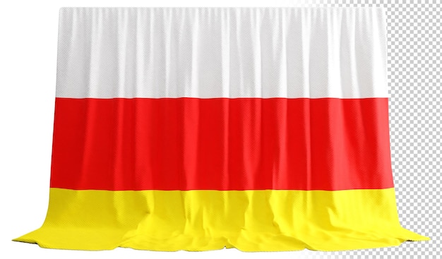 PSD cortina de bandeira da ossétia do sul em renderização 3d chamada bandeira da ossétia do sul
