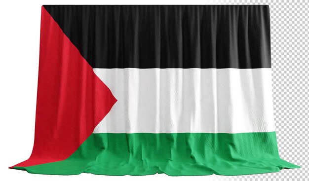 Cortina de bandeira da palestina em renderização 3d chamada bandeira da palestina