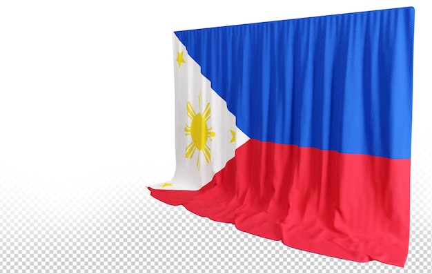 Cortina de bandeira das filipinas em renderização 3d chamada bandeira das filipinas