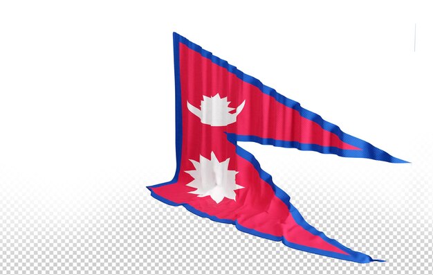 PSD cortina de bandeira do nepal em renderização 3d chamada bandeira do nepal