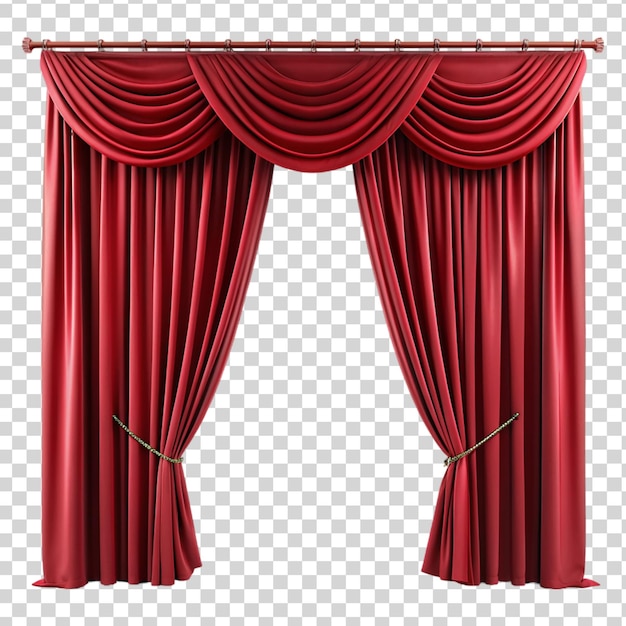 PSD cortina roja de terciopelo aislada sobre un fondo transparente