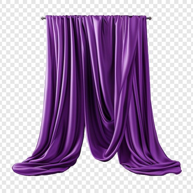 PSD la cortina de seda púrpura sola aislada en un fondo transparente