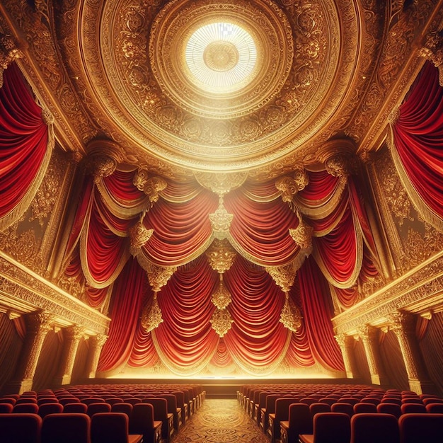 PSD cortina de terciopelo rojo en una ópera