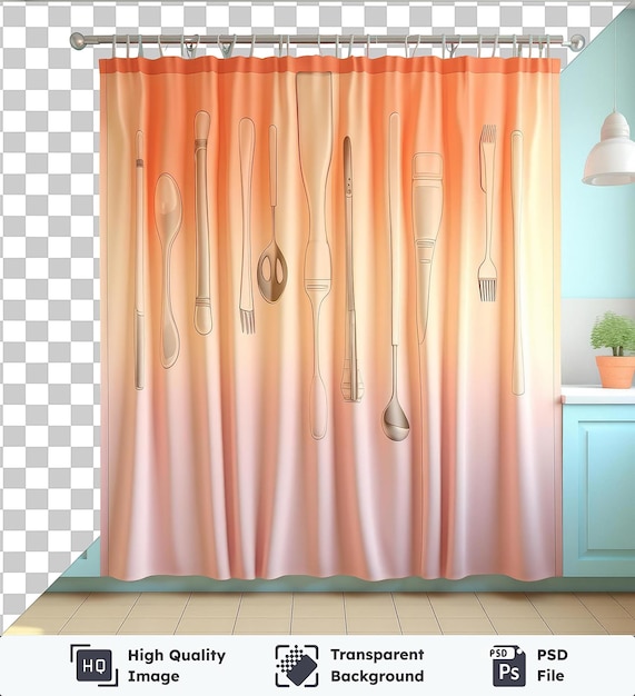 PSD cortinas de cocina de objetos transparentes