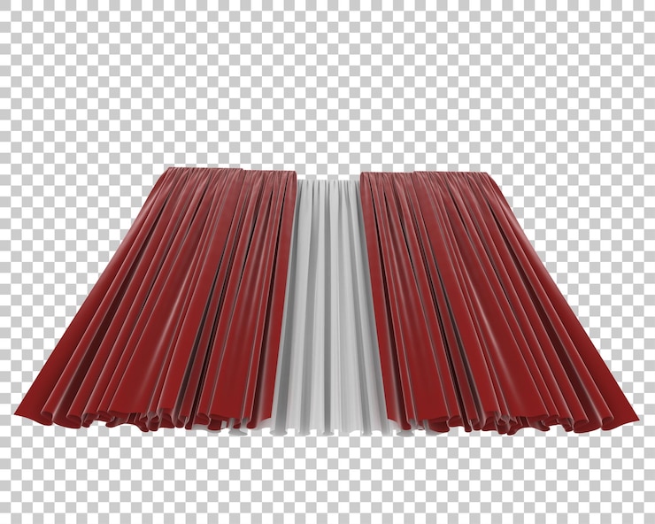 PSD cortinas isoladas em fundo transparente ilustração de renderização 3d