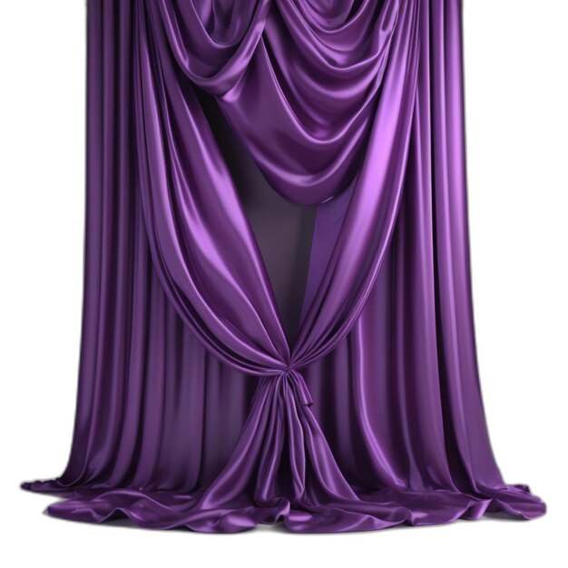 Cortinas púrpuras en formato psd sobre un fondo blanco