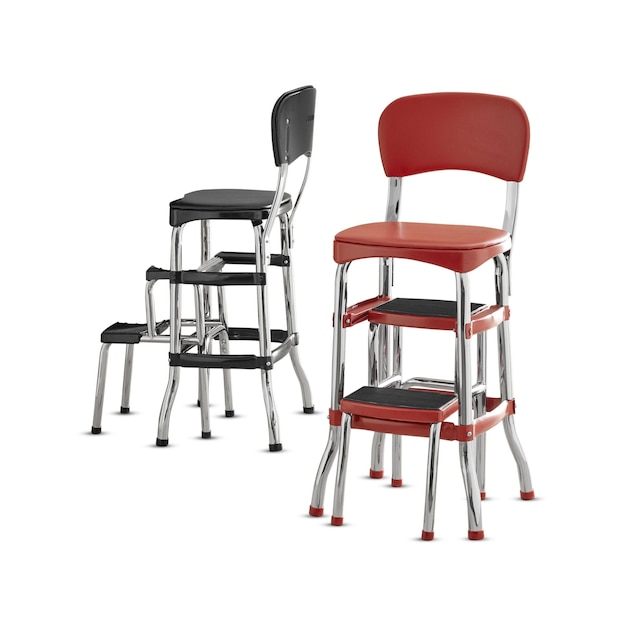 Cosco step stool alloy steel vinyl vermelho e preto